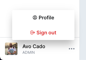 Avo profile menu